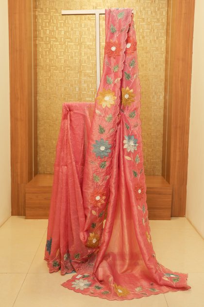 Crush Organza Saree with Contrast Blouse